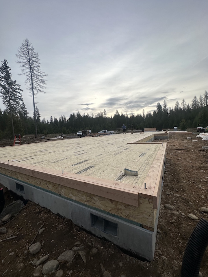 Box H Construction complete massive first floor on foundation of new home build in Sandpoint Idaho