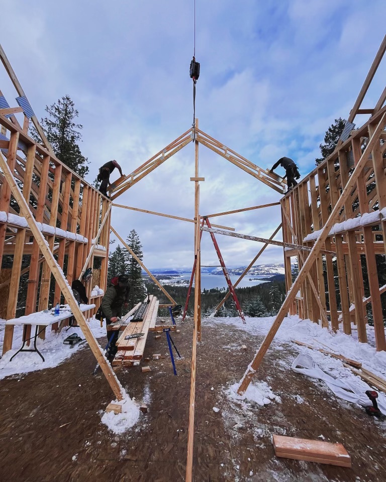 Unique view of Lake Pend Oreille in Sandpoint Idaho from Box H Construction framing crew